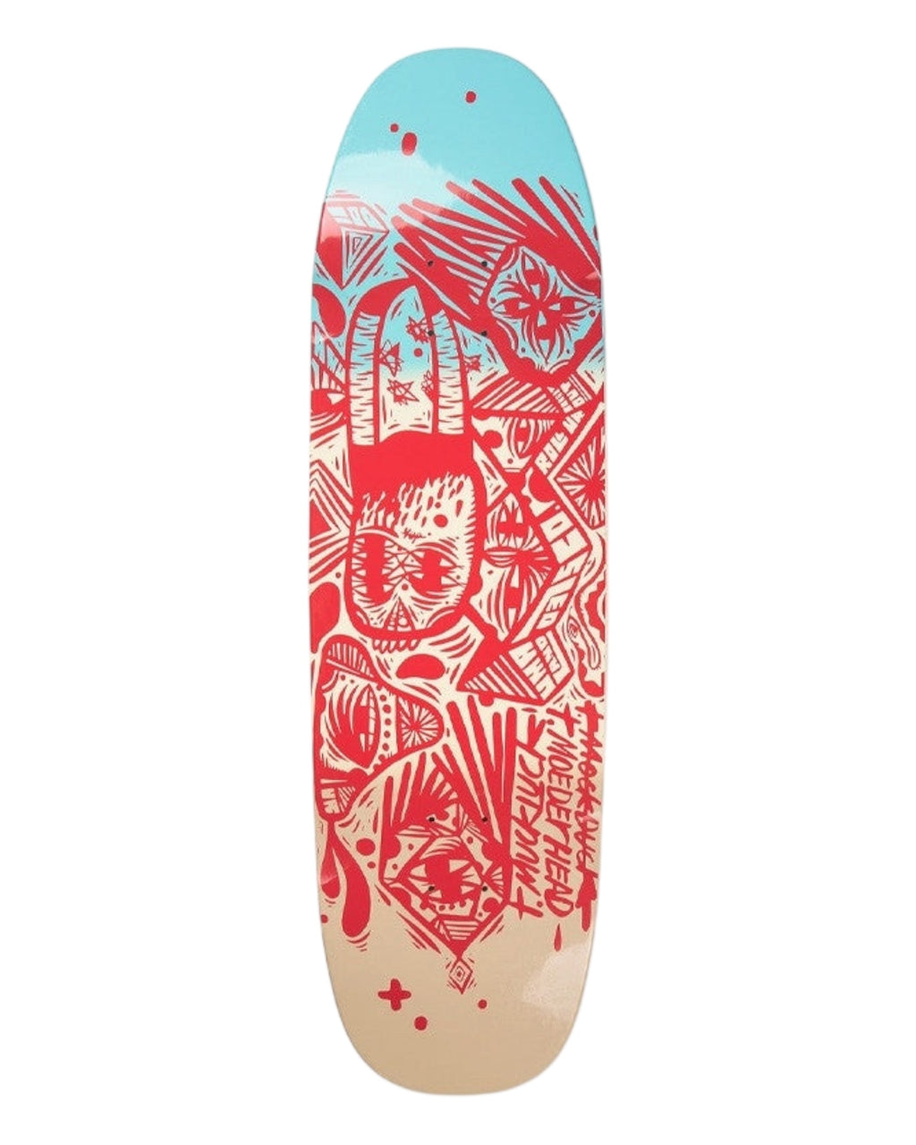UMA LANDSLEDS RIGHT SAID RED TMUCK DIPPED SHAPED SKATEBOARD DECK 9.25”