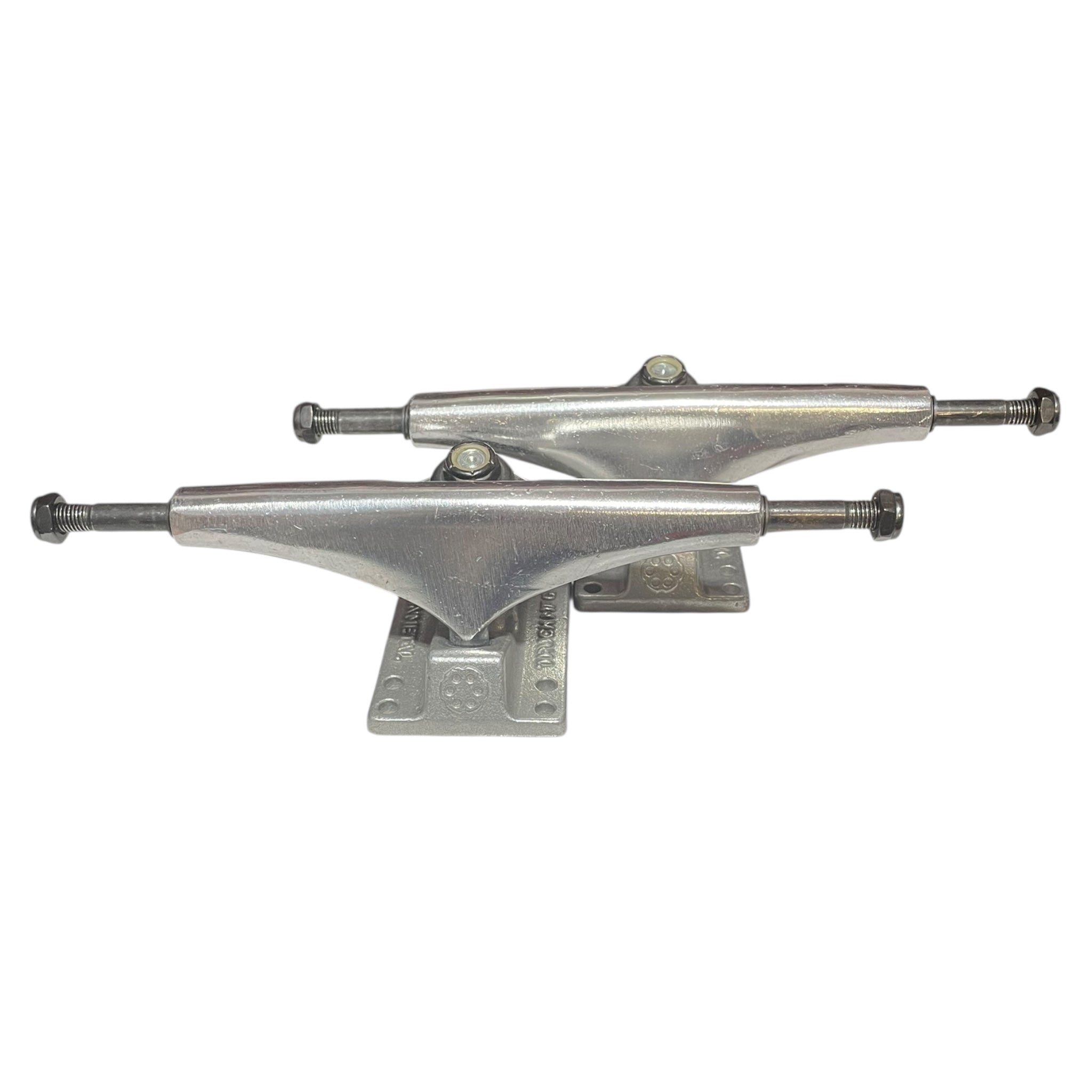 Gunmetal Skateboard Trucks 8.75” Axel 6” Hanger Raw Silver Finish