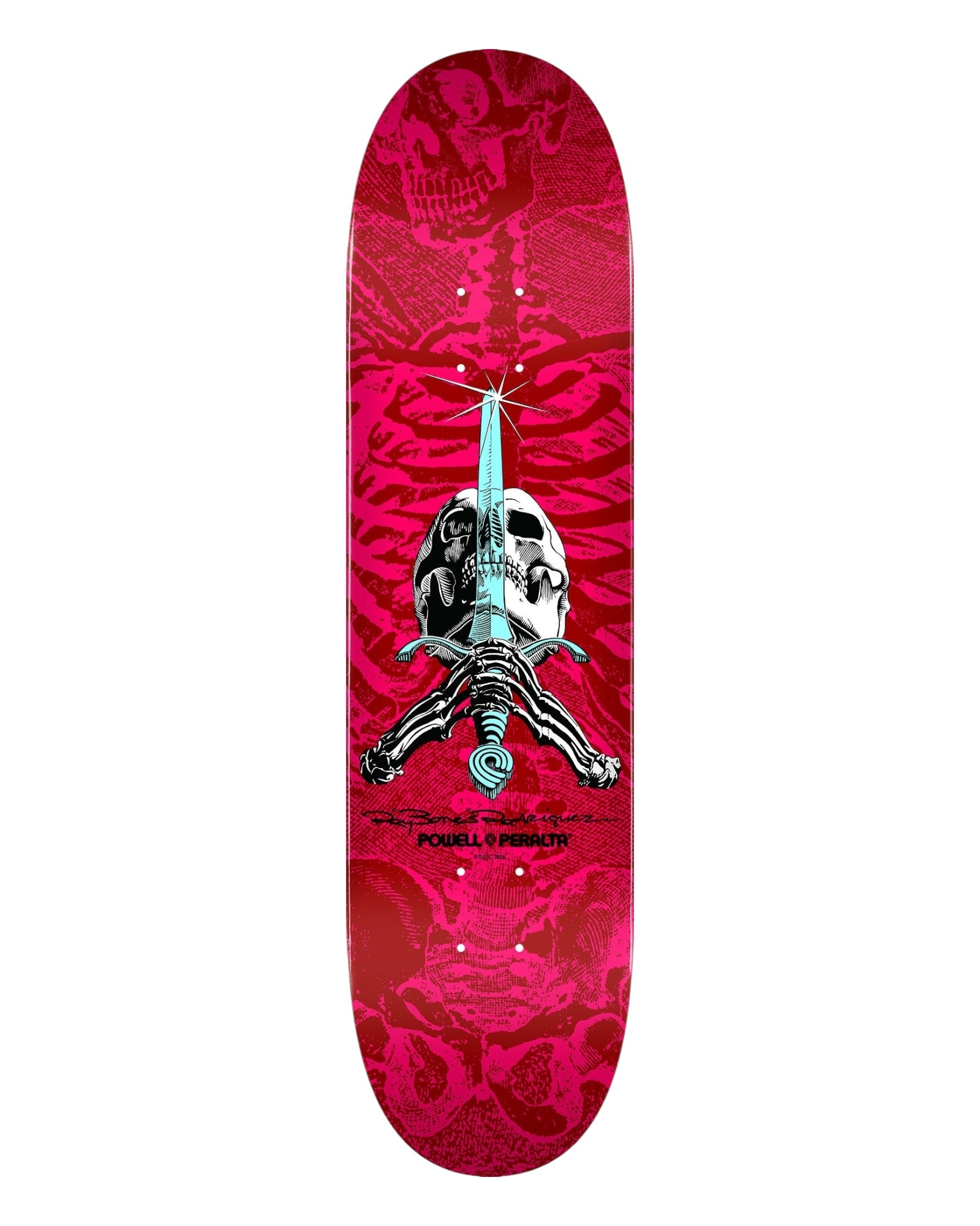 Powell Peralta Skull and Sword Skateboard Deck Red/Pink - Shape 249 - 8.5 x 32.08