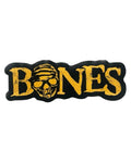 Bones Wheels Logo Text Vinyl Sticker Black/Yellow 4”